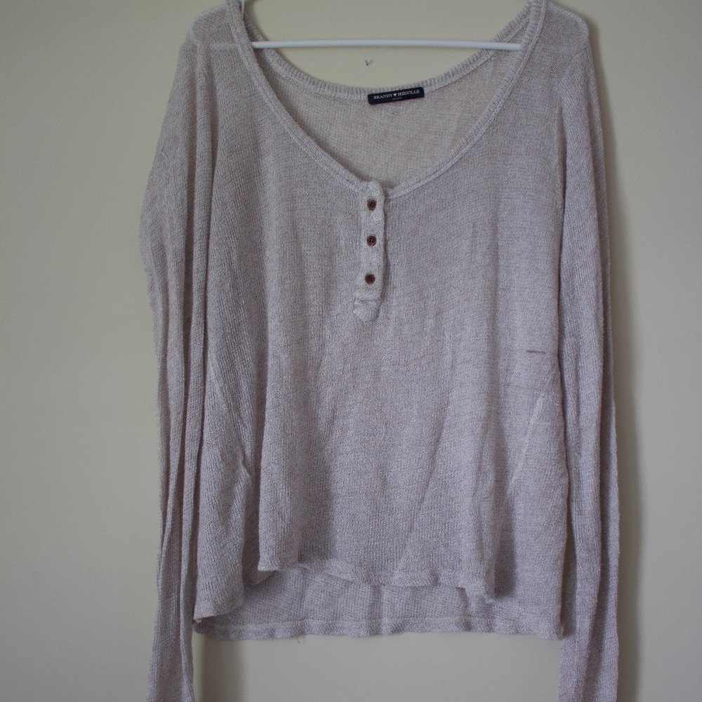 Brandy Melville Sheer Loose Button Top